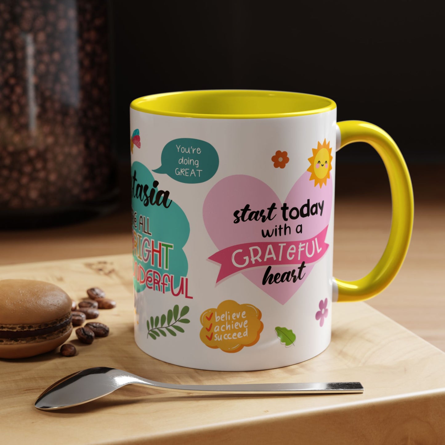 Custom You Are All Things Bright and Wonderful Accent Coffee Mug, Personalized Coffee Mug