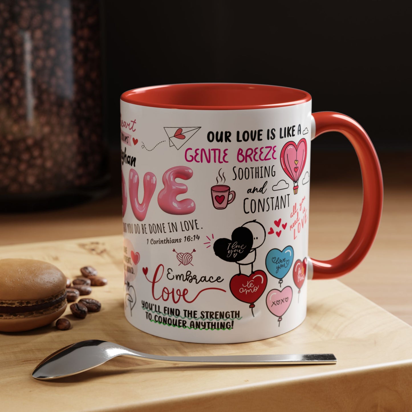 Custom Love Coffee Mug, Personalized Love Accent Mug