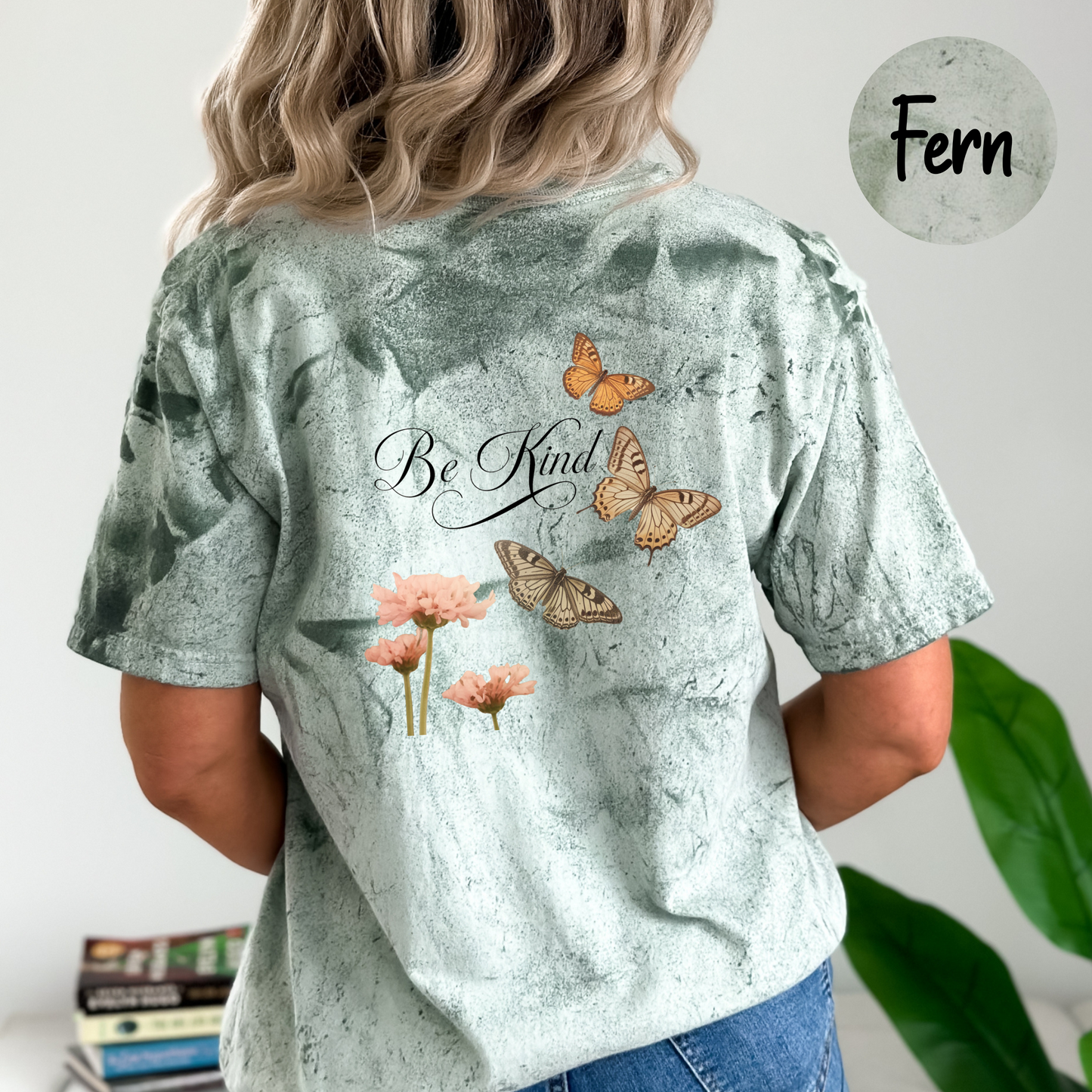 Be Kind Floral Butterfly T-Shirt, Aesthetic Comfort Colors Color Blast Women's Shirt