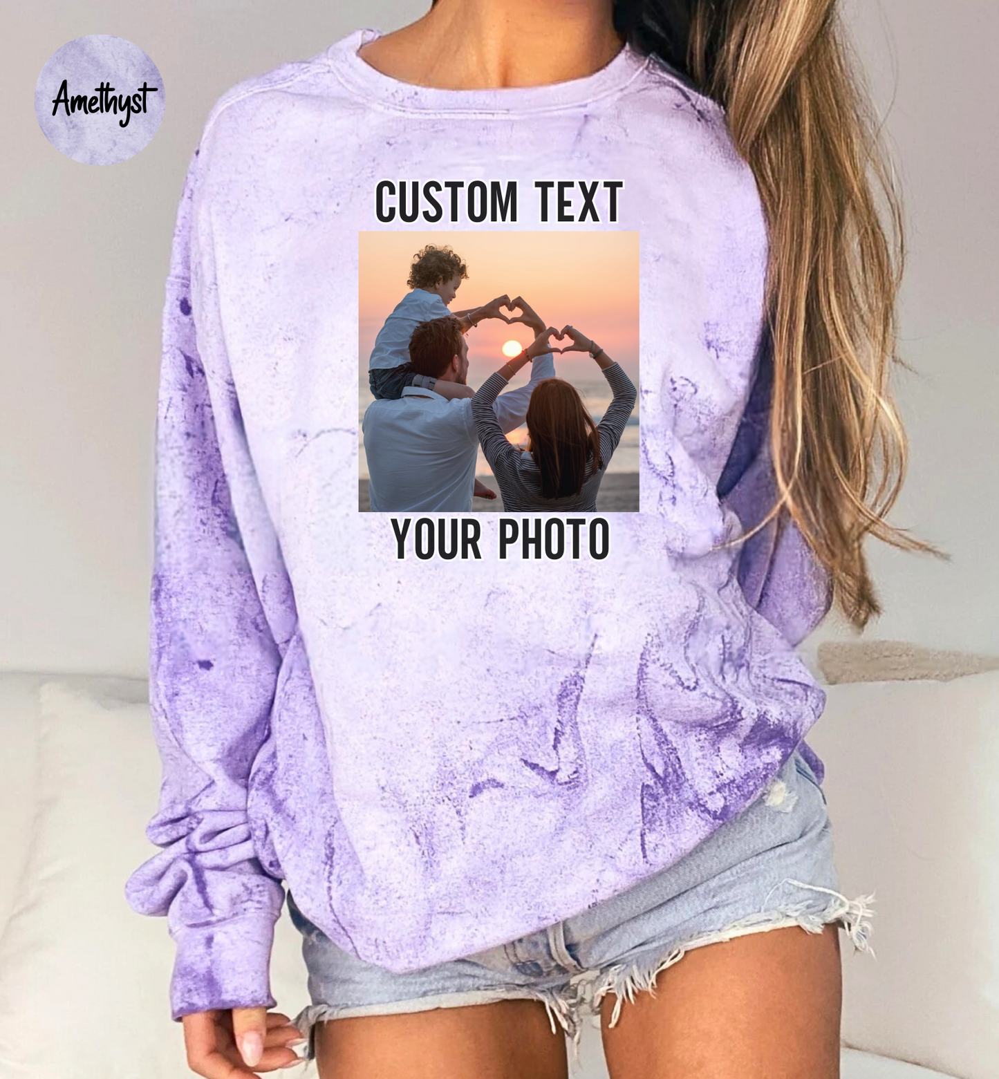 Custom Text and Photo Sweatshirt, Custom Text Sweatshirt, Customized Photo Sweatshirt, Make Your Own Sweatshirt, Your Photo
