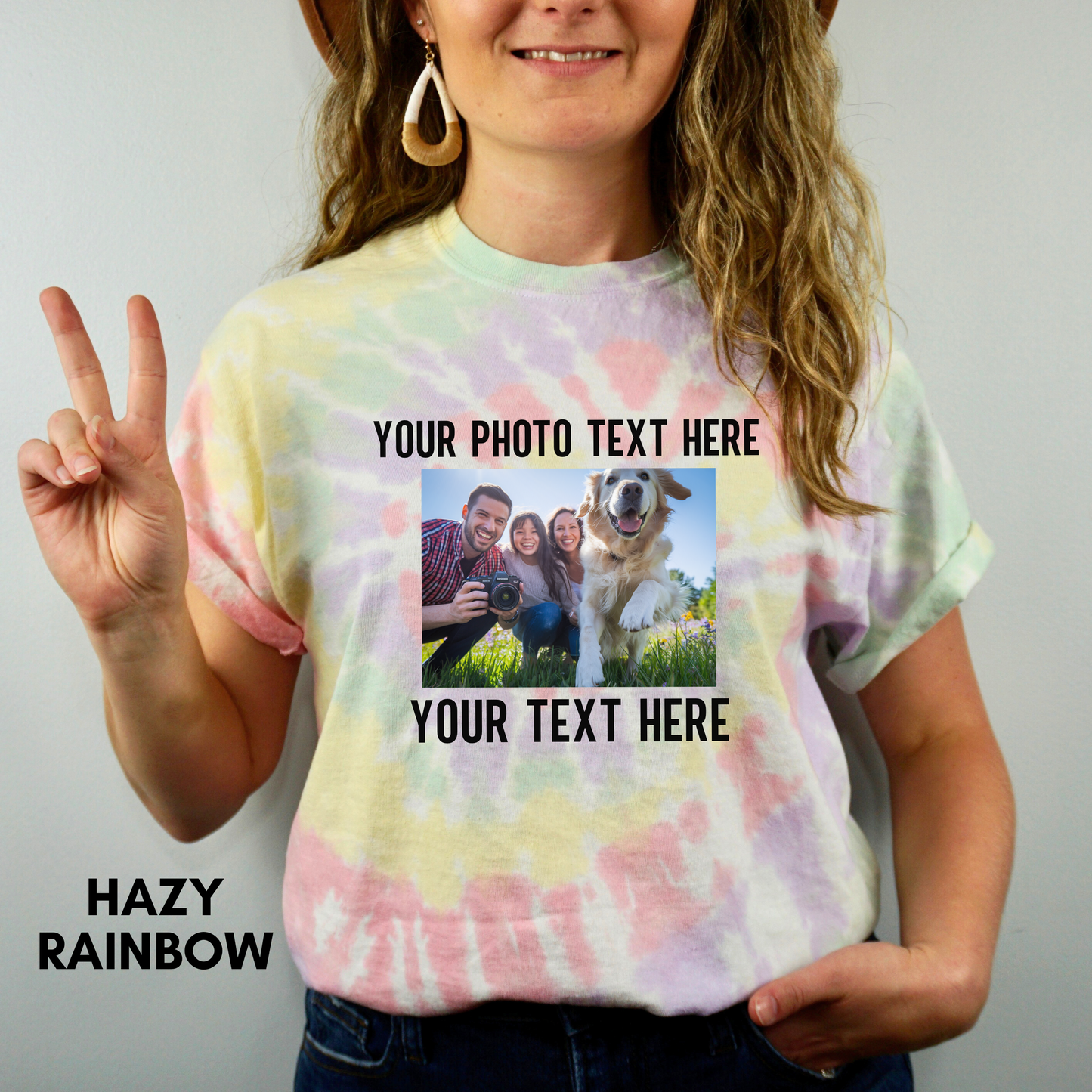 Custom text and photo Spiral Tie-Dye Shirt, Custom text Shirt, Personalized Spiral Tie-Dye Shirt, Custom Spiral Tie Dye T-Shirts