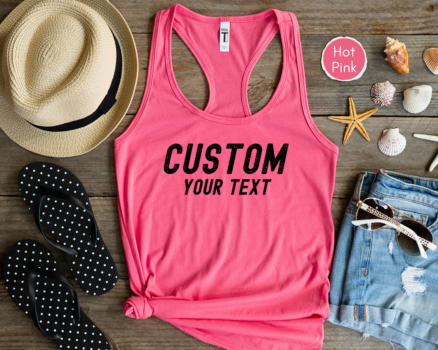 Custom text Women's Basic Racerback Tank Top, Custom text Womens Racerback Tank Top, Text Tank Top, Customized Text Tank Top, Make Your Own Tank Top, Your Text