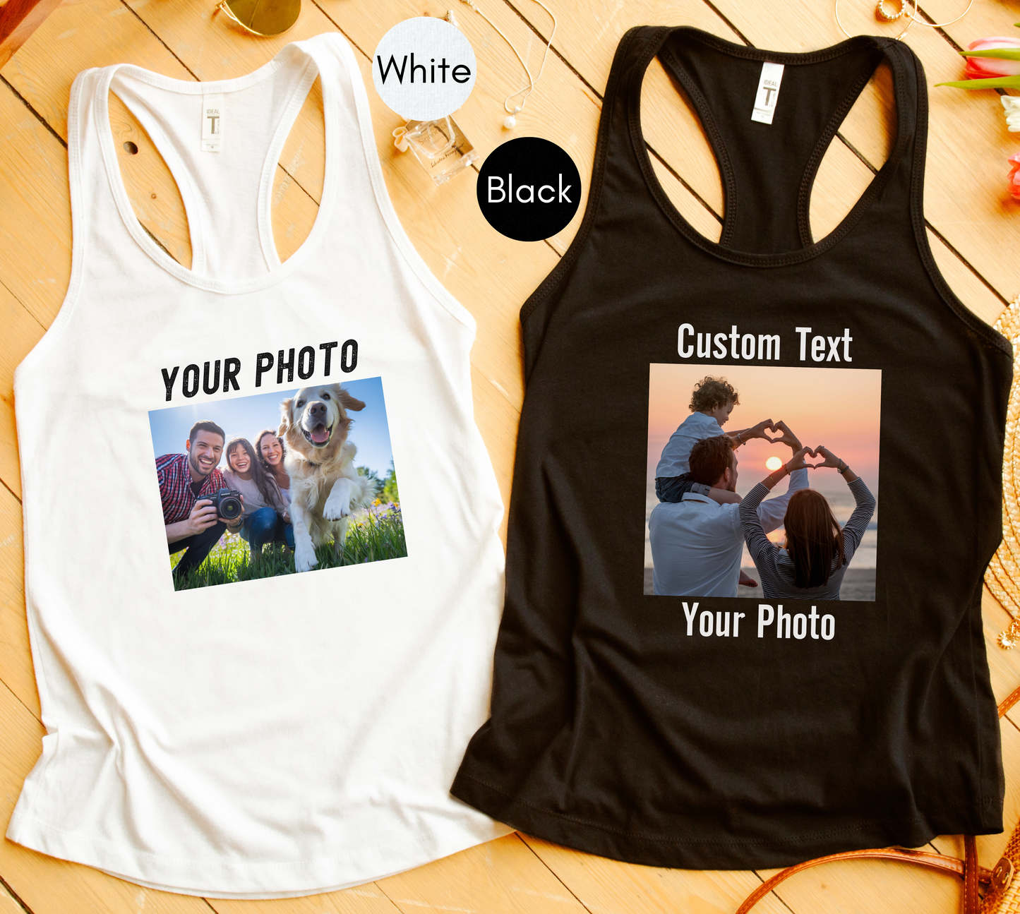Custom text and photo Womens Racerback Tank Top, Custom Photo Racerback Tank Top, Custom text Racerback Tank Top, Photo Tank Top, Customized Photo Tank Top, Make Your Own Tank Top, Your Photo