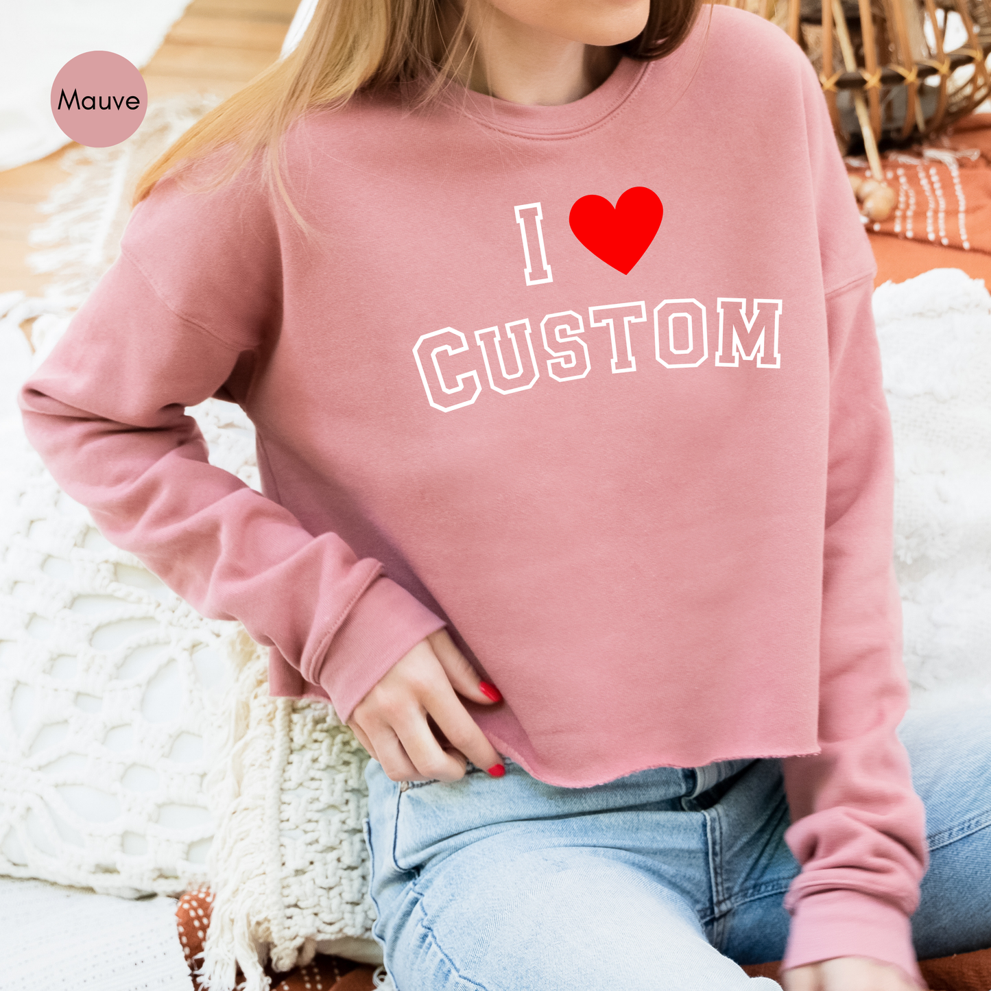 I Love Custom Y2K Cropped Sweatshirt, Personalized I Heart Any Text Sweatshirt, I Heart Custom Y2K Cropped Sweatshirt