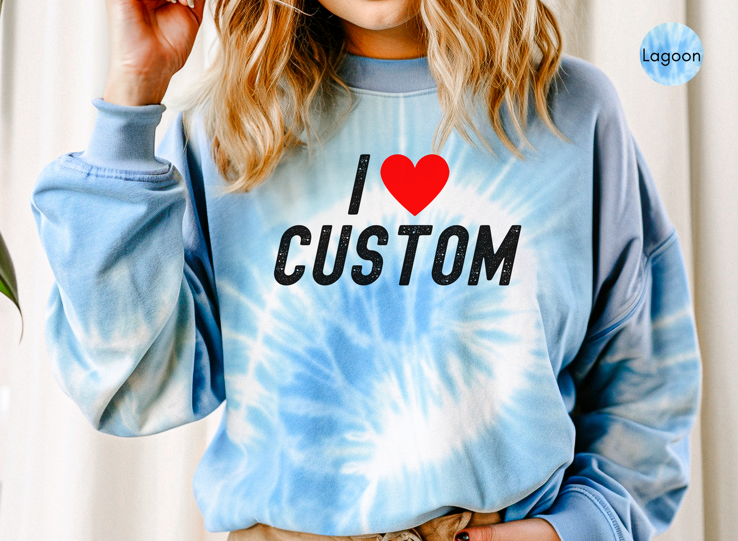 I Love Custom Y2K Tie Dye Sweatshirt, Personalized I Heart Any Text Tie Dye Sweatshirt, I Heart Custom Y2K Tie Dye Sweatshirt