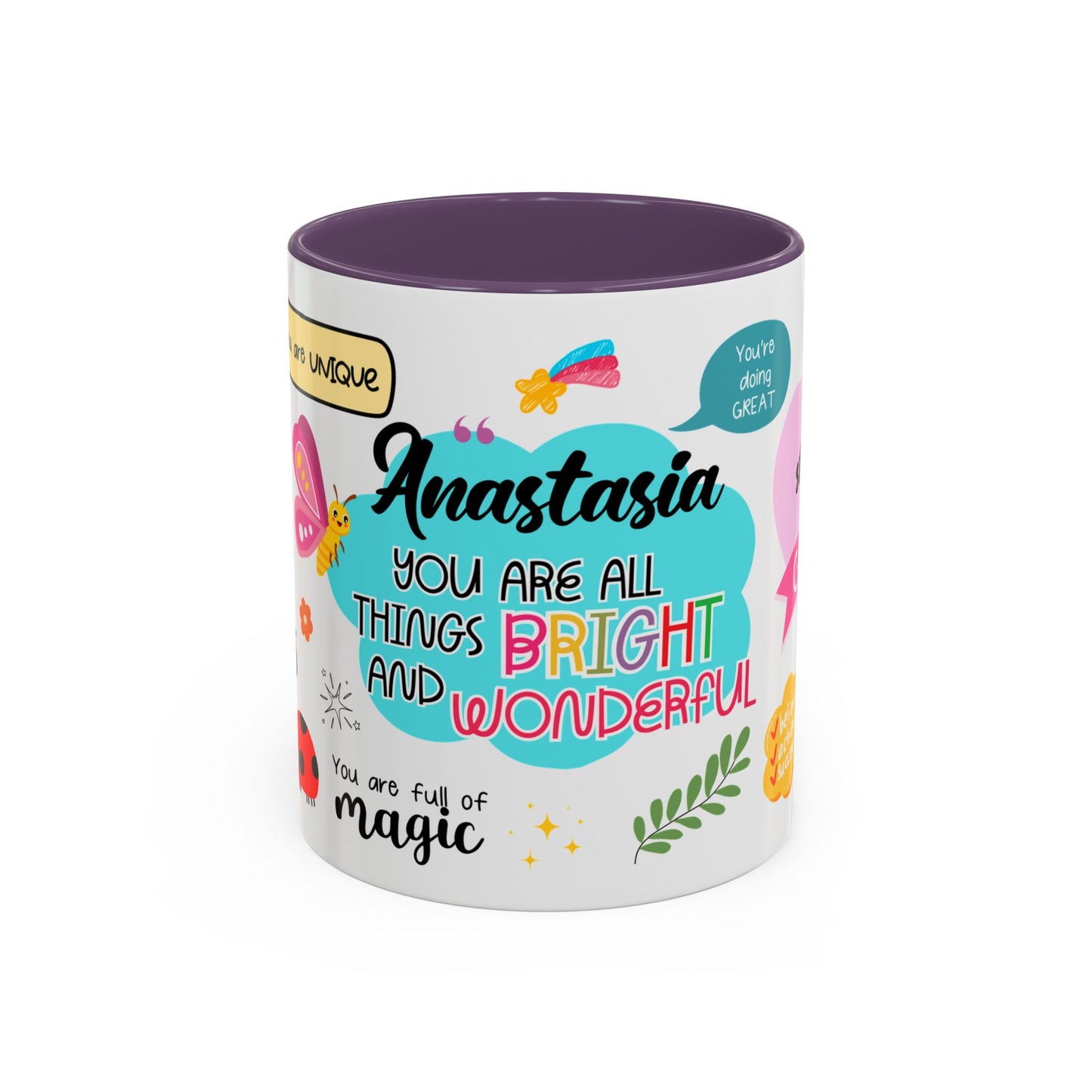 Custom You Are All Things Bright and Wonderful Accent Coffee Mug, Personalized Coffee Mug
