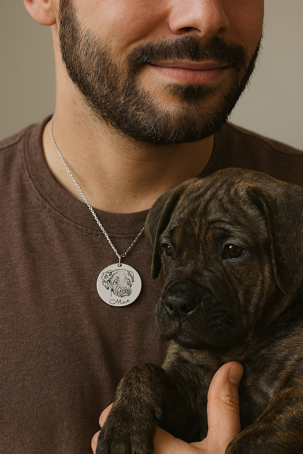 Personalized Engraved Dog Portrait Necklace, Silver, Gold or Rose Gold