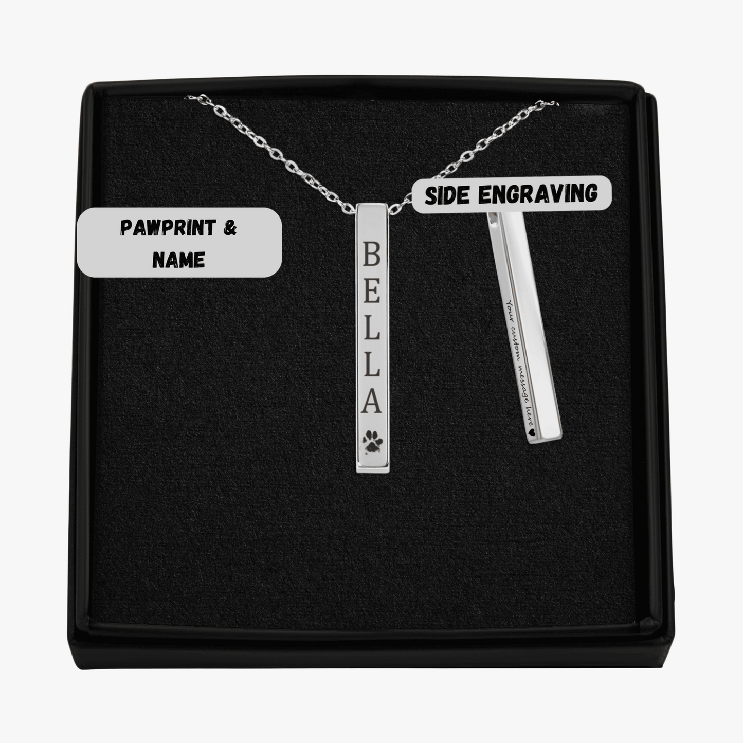 Personalized Pet Name & Paw Necklace