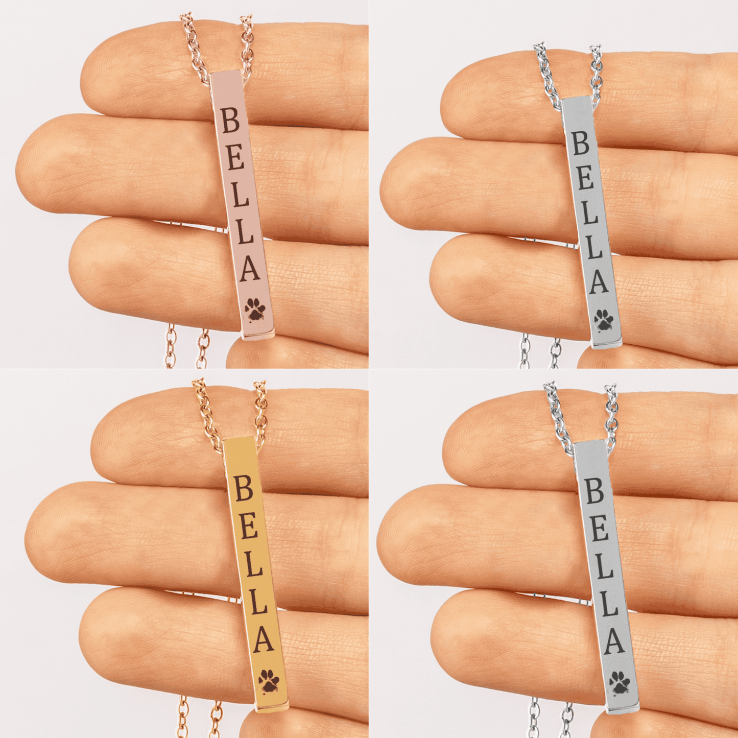 Personalized Pet Name & Paw Necklace