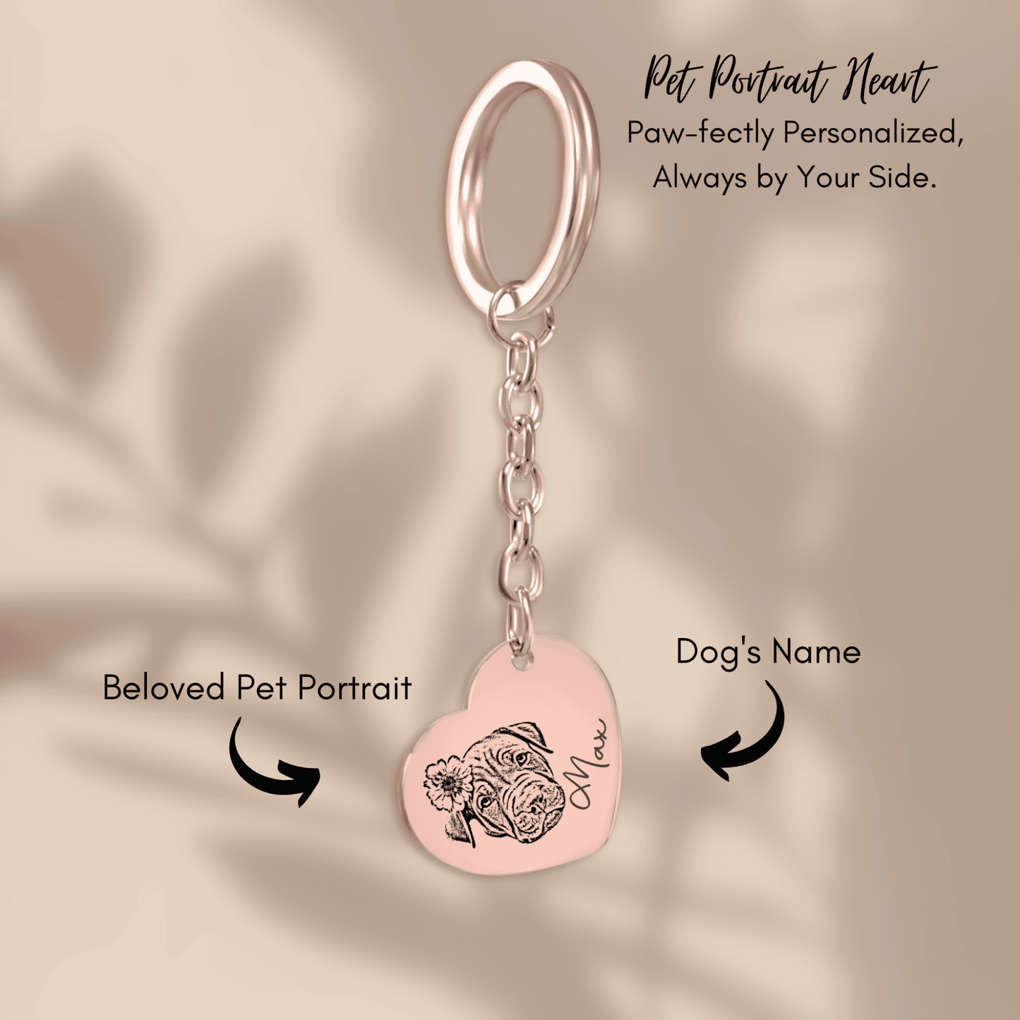 Custom Pet Portrait Heart Keychain