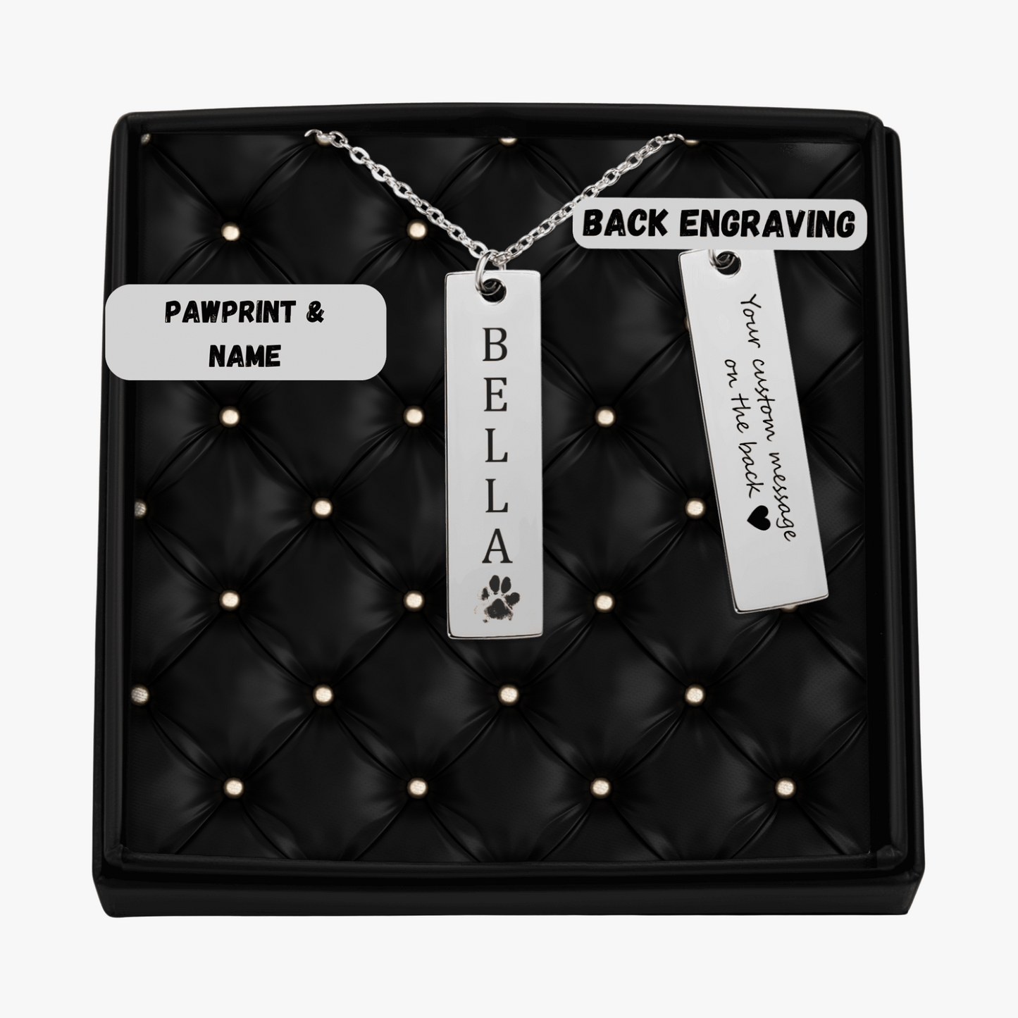 Custom Pet's Name & Paw Print Necklace