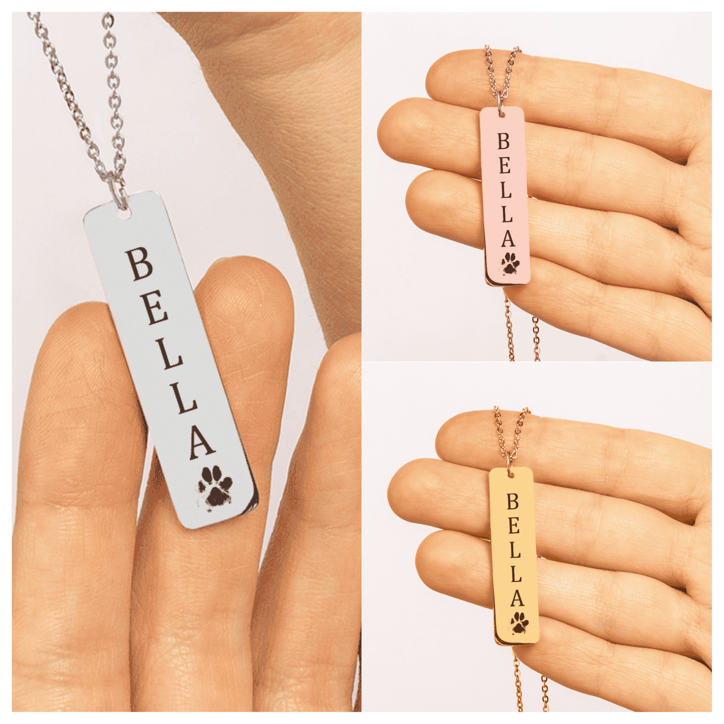 Custom Pet's Name & Paw Print Necklace