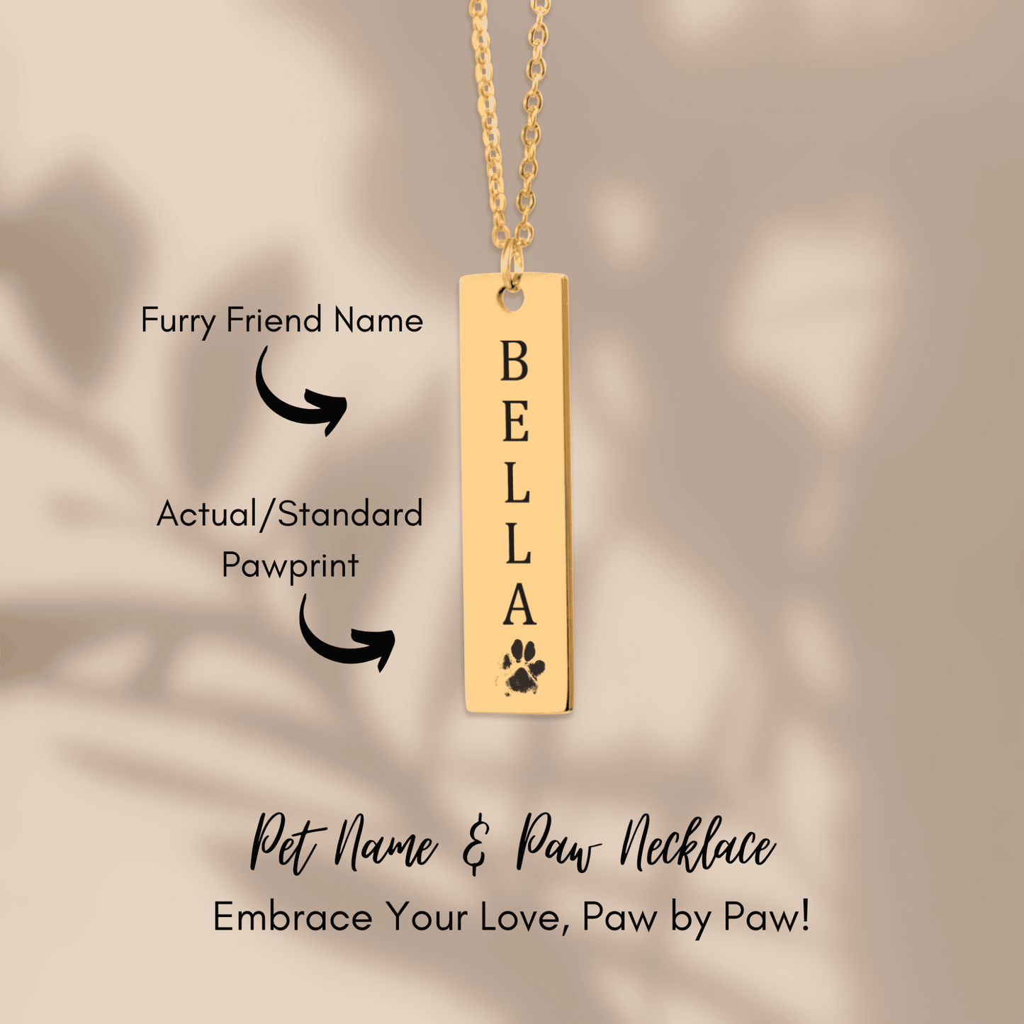 Custom Pet's Name & Paw Print Necklace