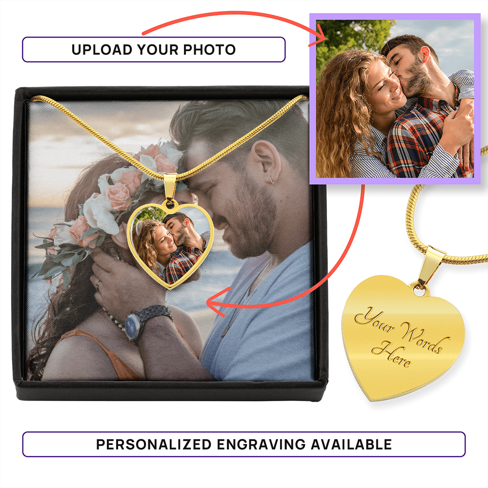 Personalized Heart Engraved Necklace Stainless Steel or Gold, Make Your Own Heart Necklace, Your Text