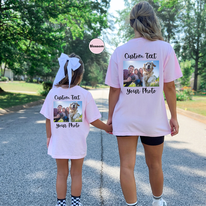 Personalized Front and Back Kids Comfort Colors T-Shirt, Family Matching Shirt, Custom Photo and Text Youth Shirt, Add Your Image Words Logo, Custom Photo Kids Tee