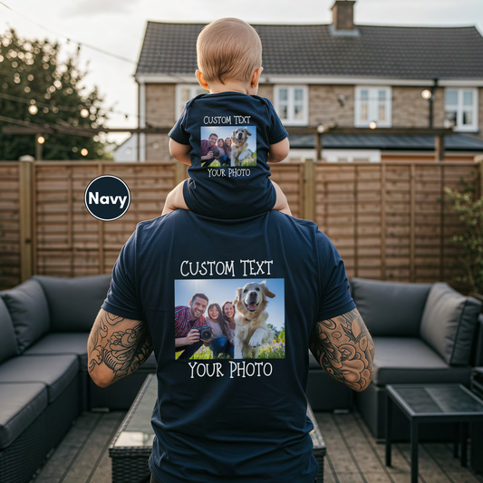 Personalized Family Matching T-shirt, Custom Front and Back Tee, Custom Photo and Text Tshirt, Make Your Own Shirt, ADULT