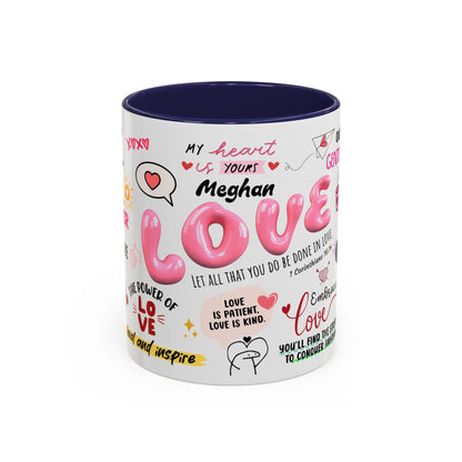 Custom Love Coffee Mug, Personalized Love Accent Mug