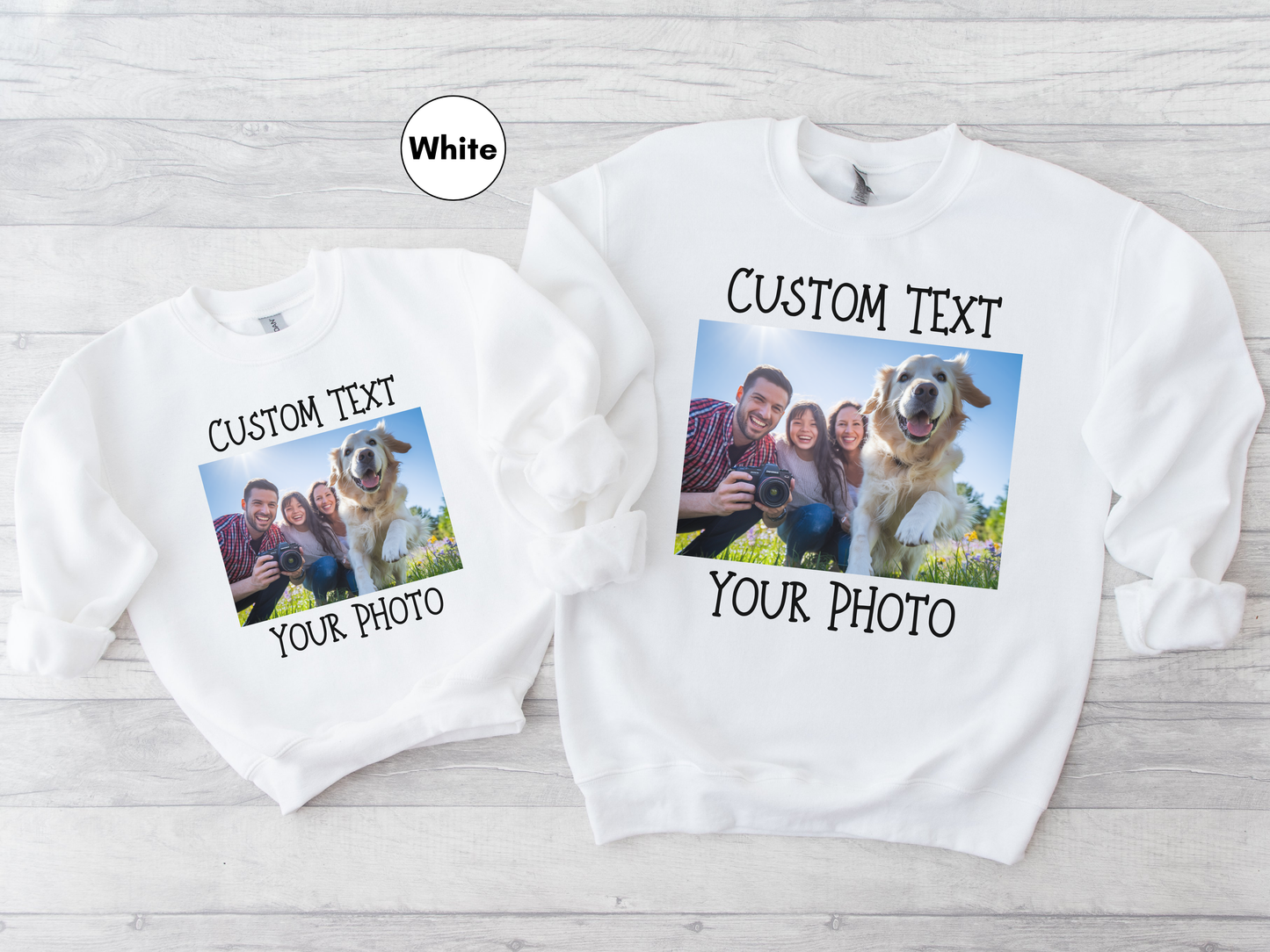 Personalized Front and Back Kids Sweatshirt, Custom Photo and Text Kids Sweatshirt, Add Your Image Words Logo, Kids Custom Photo Sweater