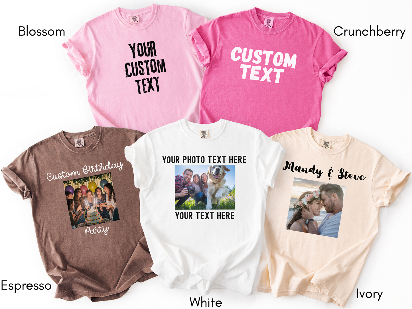 Front or Back Personalized Comfort Colors T-shirt for Women, Custom Photo and Text Top, Add Your Image Logo, Custom Tee for Men, Family Matching Shirt