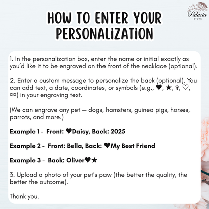 Personalized 18k Gold Plated Actual Paw Print Name Necklace, Custom Pet Paw Initial Name Necklace, Custom Dog or Cat Memorial Gift for Kids, Pet Lover Gift