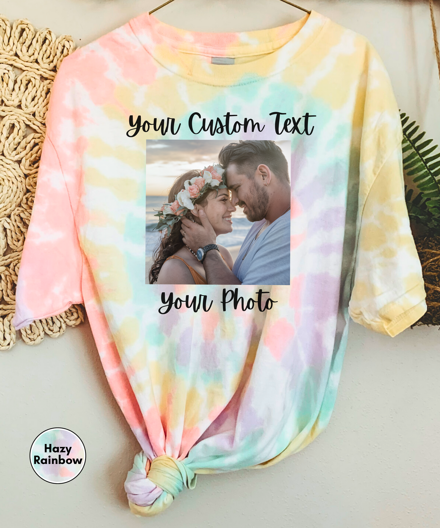 Spiral Tie-Dye Shirt mit individuellem Text und Foto, Personalisiertes Spiral Tie-Dye Shirt, Personalisiertes Spiral Tie-Dye T-Shirts