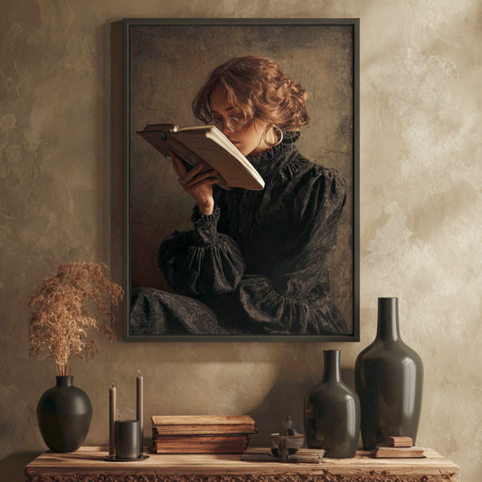 Victorian Woman Reading Book Fine Art Poster, Moody Dark Academia Print, Bookish Print, Vintage Literary Book Lover Wall Art, Home Decor, Unframed