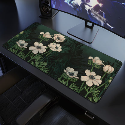Vintage Art Nouveau Botanical Desk Mat, Sage Green Large Extended Gaming Desk Mat Mousepad