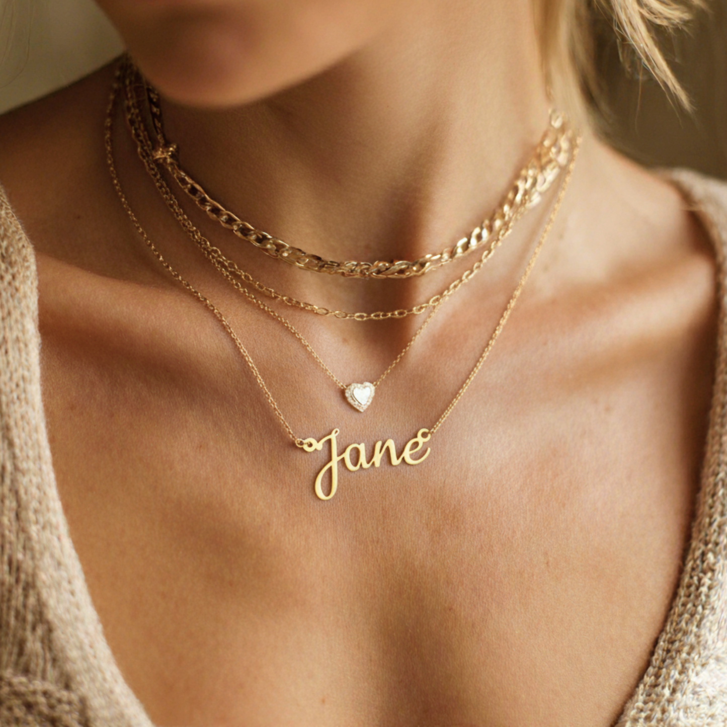 Personalized Name or Initial Necklace, 18k Gold Plated Custom Text Necklace, Add Your Name Text, Custom Dainty Jewelry, Gift for Her