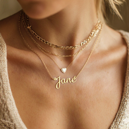Personalized Name or Initial Necklace, 18k Gold Plated Custom Text Necklace, Add Your Name Text, Custom Dainty Jewelry, Gift for Her