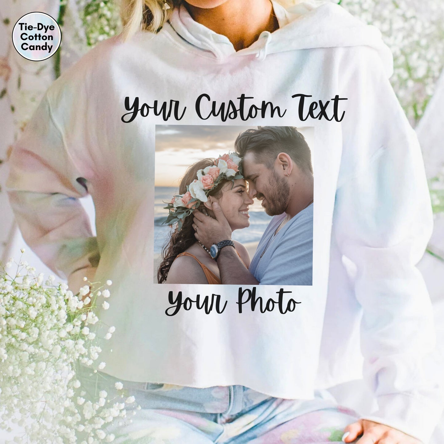 Personalized Cropped Hoodie for Women, Front and Back Custom Photo and Text Hoodie