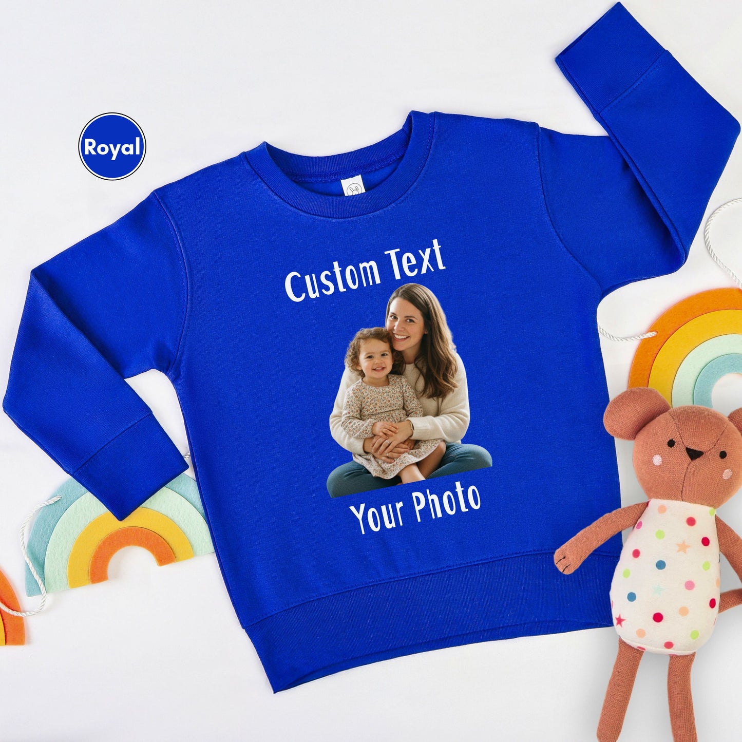 Personalized Front and Back Toddler Sweatshirt, Custom Photo and Text Toddler Sweatshirt