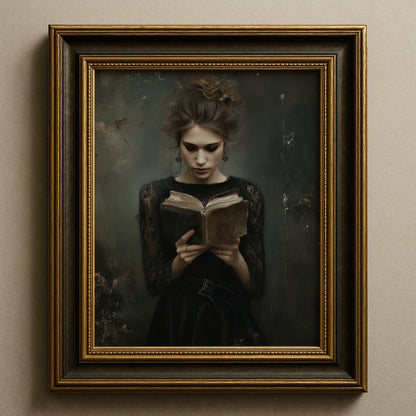 Victorian Woman Reading Book Poster, Bookish Print, Moody Dark Academia Wall Art, Librariancore Poster, Literary Book Lover Wall Art Decor, Unframed