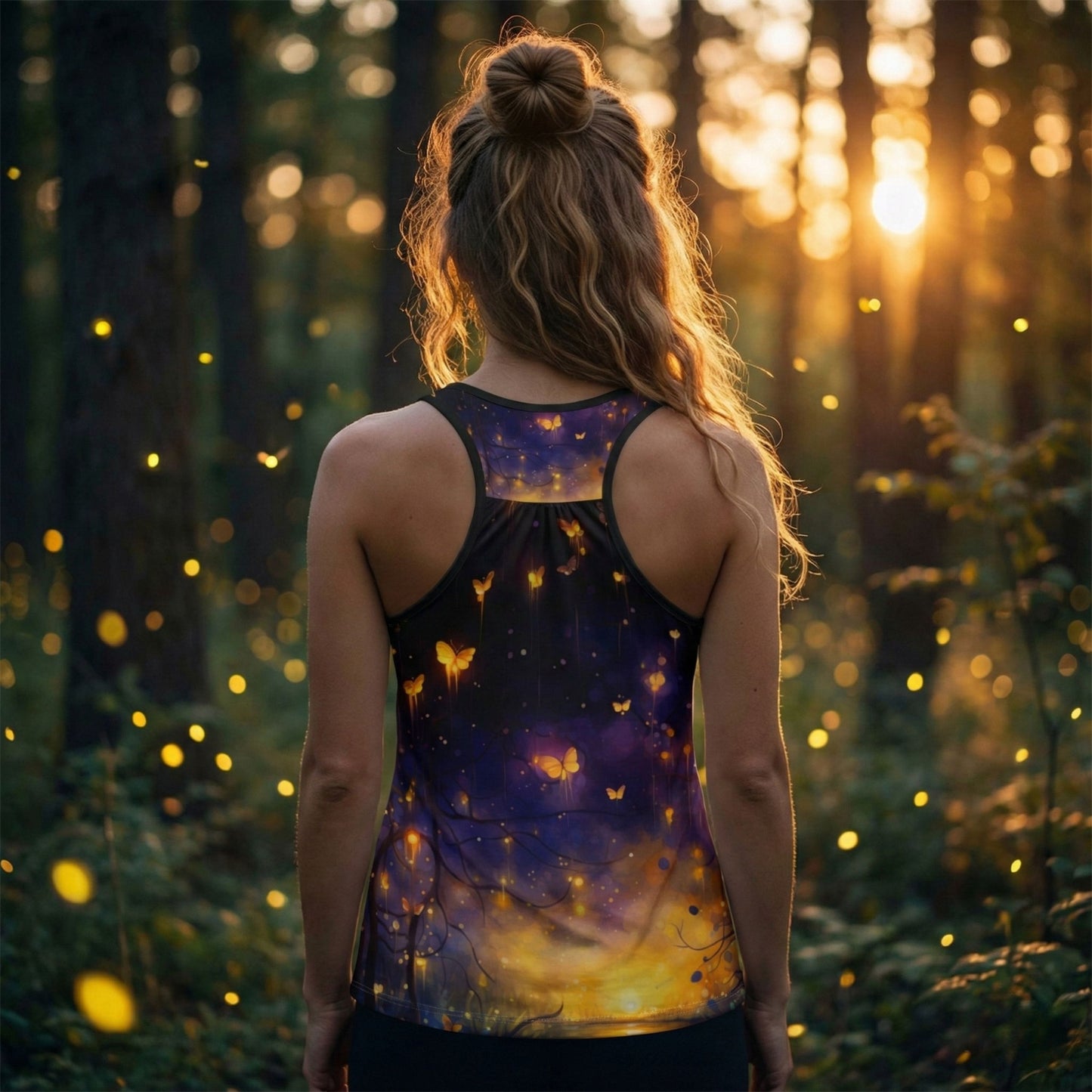 Enchanting Glowing Fireflies Racerback Tank Top for Women, Firefly Lover Top