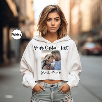 Personalized Cropped Hoodie for Women, Front and Back Custom Photo and Text Hoodie