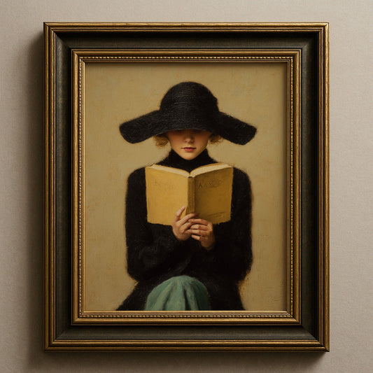Moody Minimalist Dark Academia Poster, Vintage Victorian Woman Reading Book Poster Print, Wall Art Home Decor, Giclée Fine Art Print
