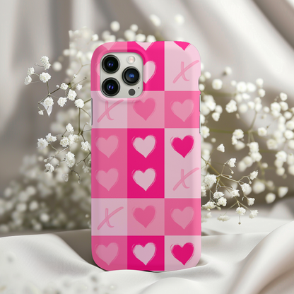 Checkered Hearts Brush Stroke Phone Case for iPhone, Samsung, Tough Phone Case, Valentines Day Gift for Her, Valentine's Day Gift, Baby Shower, Wedding, Bride, Friends Valentine, Friends Gift Valentines Day, Best Friend Valentines Gift, Galentines Gift