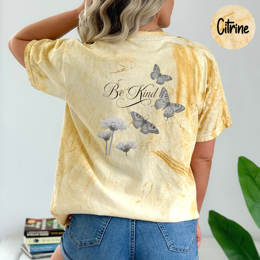 Be Kind Floral Butterfly T-Shirt, Comfort Colors Color Blast Women's Shirt