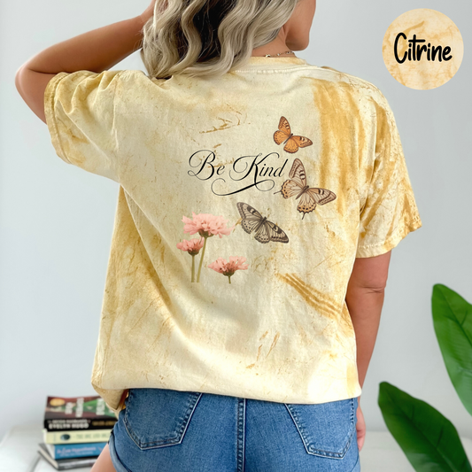 Be Kind Floral Butterfly T-Shirt, Aesthetic Comfort Colors Color Blast Women's Shirt