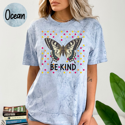 Be Kind Butterfly T-Shirt, Aesthetic Boho Comfort Colors Color Blast Women's Shirt