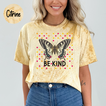 Be Kind Butterfly T-Shirt, Aesthetic Boho Comfort Colors Color Blast Women's Shirt
