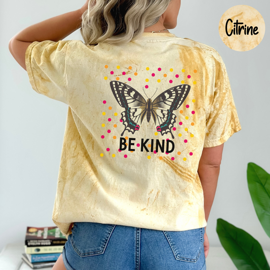 Be Kind Women's Comfort Colors Color Blast Butterfly T-Shirt, Aesthetic Boho Shirt