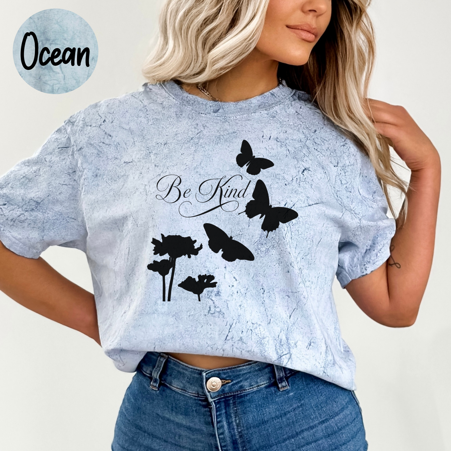 Be Kind Butterfly Comfort Colors Color Blast T-Shirt, Boho Women's Shirt