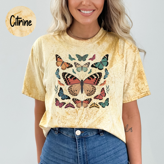 Vintage Butterfly & Moth T-Shirt, Cottagecore Aesthetic Comfort Colors Color Blast Shirt, Nature Lover Tee, Boho Clothing, Botanical Outfit