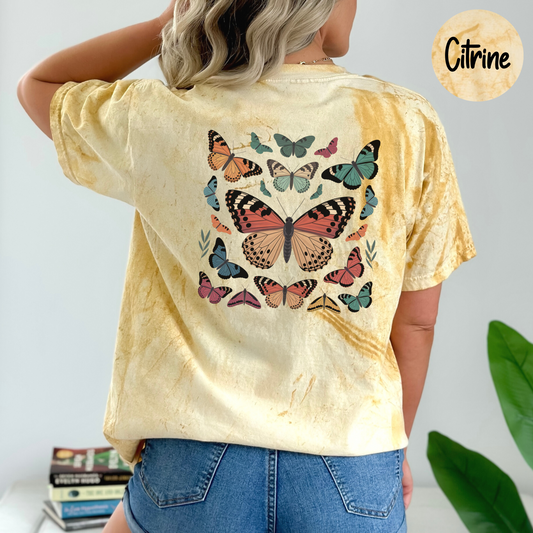 Vintage Butterfly & Moth T-Shirt, Cottagecore Aesthetic Comfort Colors Color Blast Shirt, Nature Lover Tee, Boho Clothing, Botanical Outfit