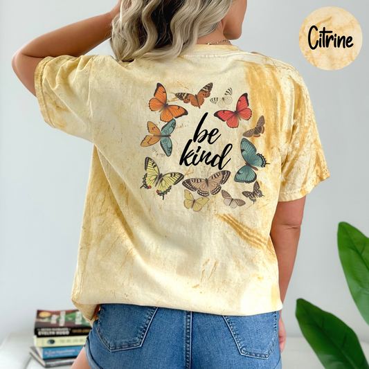 Be Kind Vintage Butterfly & Moth T-Shirt, Comfort Colors Color Blast Women's Shirt