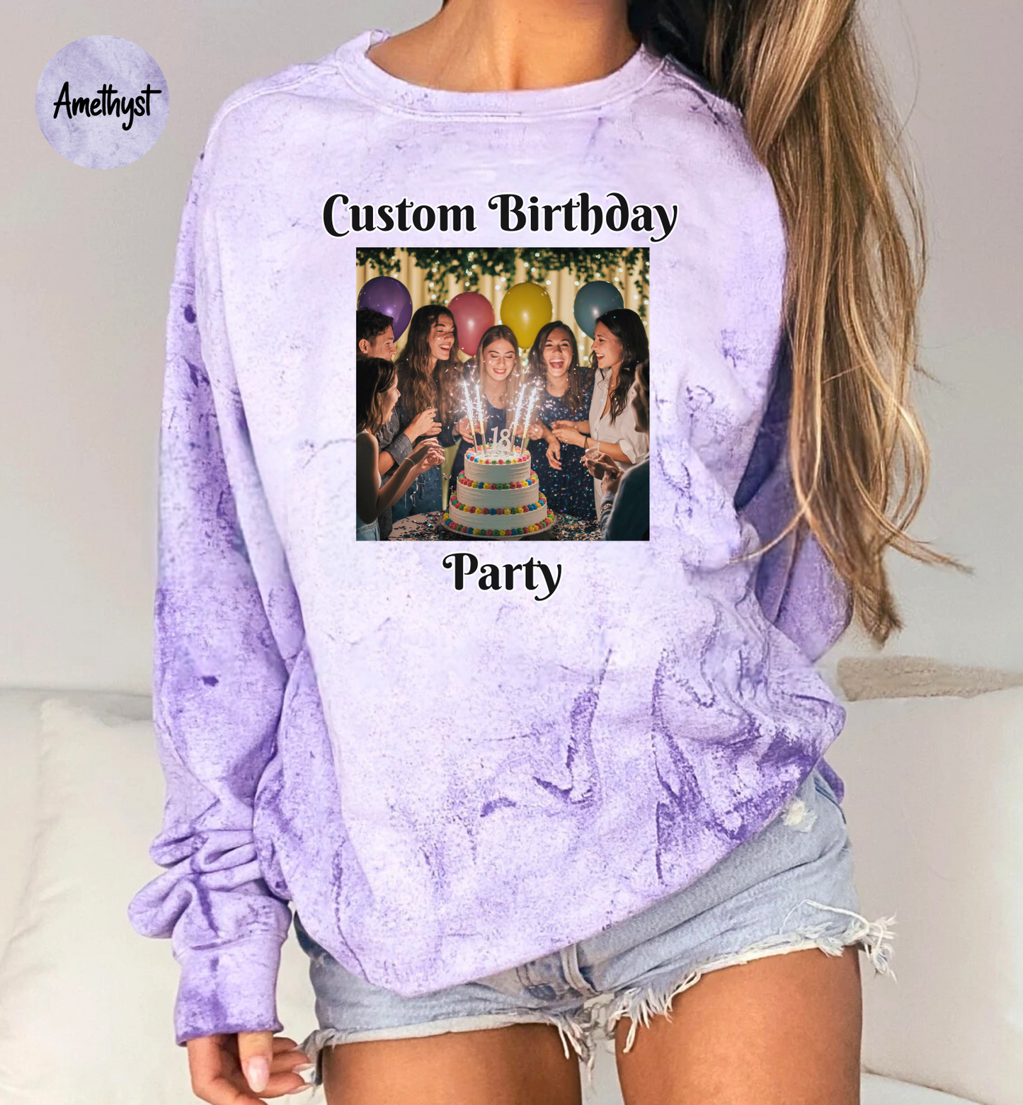 Sweat-shirt personnalisé, sweat-shirt avec texte et photo personnalisés, sweat-shirts Comfort Colors Color Blast