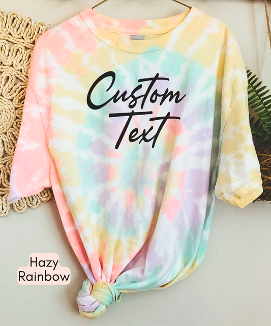 Custom text and photo Spiral Tie-Dye Shirt, Custom text Shirt, Personalized Spiral Tie-Dye Shirt, Custom Spiral Tie Dye T-Shirts