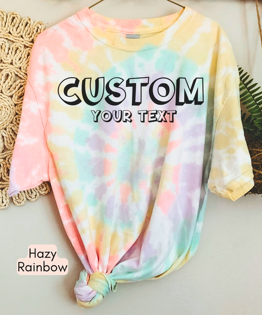Custom text and photo Spiral Tie-Dye Shirt, Custom text Shirt, Personalized Spiral Tie-Dye Shirt