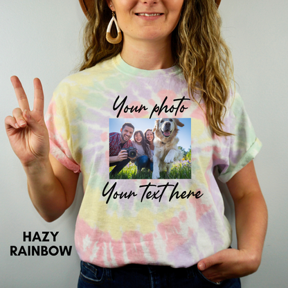 Custom text and photo Spiral Tie-Dye Shirt, Custom text Shirt, Personalized Spiral Tie-Dye Shirt