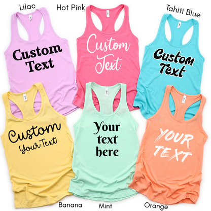 Custom text Womens Racerback Tank Top, Custom text Racerback Tank Top, Make Your Own Tank Top, Your Text